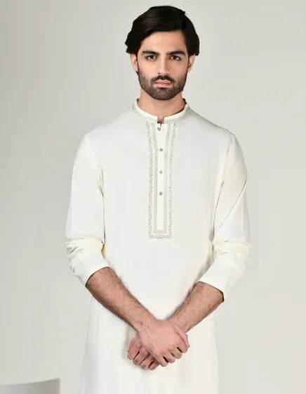 OFF WHITE BLENDED KAMEEZ SHALWAR